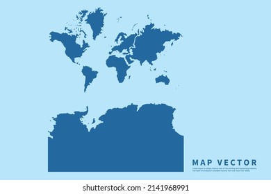 Continents With Antarct map High Detailed on blue sky background. Abstract design vector illustration eps 10