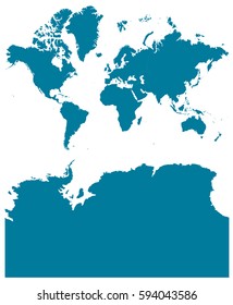 continents With Antarctica blue map vector