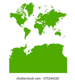 continents With Antarctica green map