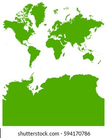 continents With Antarctica green map