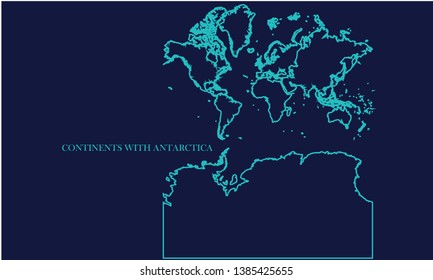 continents With Antarctica Map Background Vector eps10