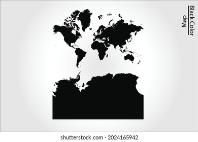 Continents With Antarctica map black Color on Backgound