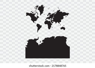 Continents With Antarctica Map black Color on White Backgound quality files Png 