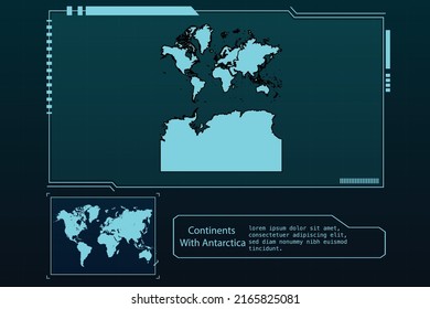 Continents With Antarctica Map Futuristic  infographic Map element collection background