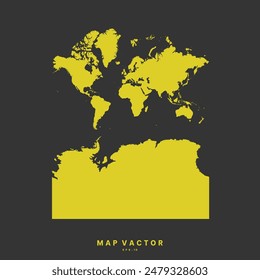 Continents With Antarctica map golden yellow color High Detailed on gray background. Abstract design vector illustration eps 10