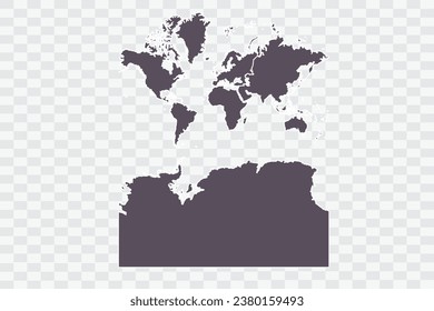 Continents With Antarctica Map Graphite Color on White Background quality files Png