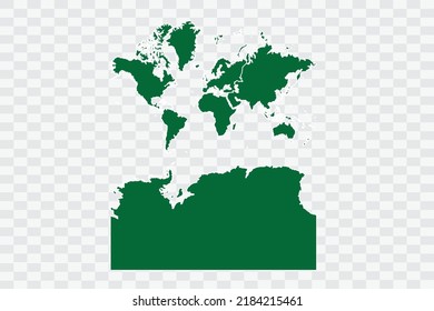 Continents With Antarctica Map green Color on White Background quality files Png