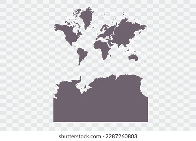 Continents With Antarctica Map Grey Color on White Background quality files Png