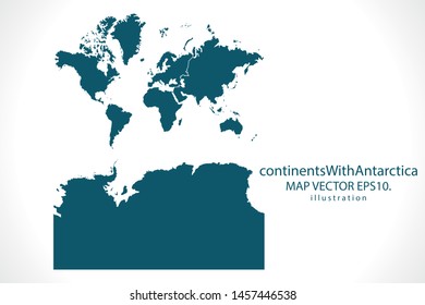 continents With Antarctica map High Detailed on white background. Abstract design vector illustration eps 10