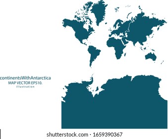 continents With Antarctica map High Detailed on white background. Abstract design vector illustration eps 10