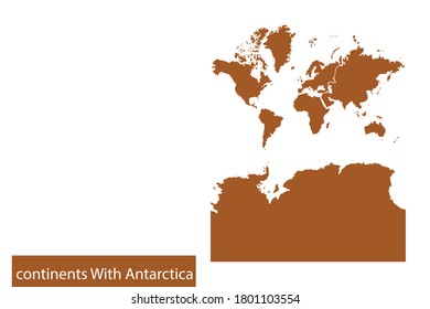 continents With Antarctica map High Detailed on white background. Abstract design vector illustration eps 10. Orange color.