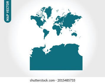 Continents With Antarctica map High Detailed on white background. Abstract design vector illustration eps 10