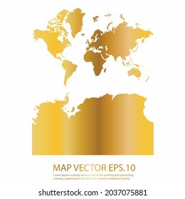 Continents With Antarctica map High Detailed on white background. gold gradient color. Abstract design vector illustration eps 10