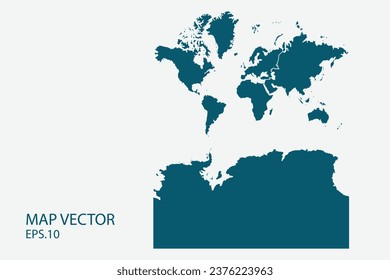 Continents With Antarctica map High Detailed on white background. Abstract design vector illustration eps 10