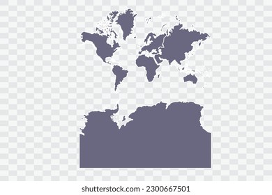 Continents With Antarctica Map  pewter Color on White Background quality files Png