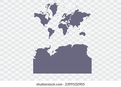 Continents With Antarctica Map pewter Color on White Background quality files Png