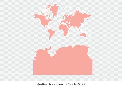 Continents With Antarctica Map salmon Color Background quality files png