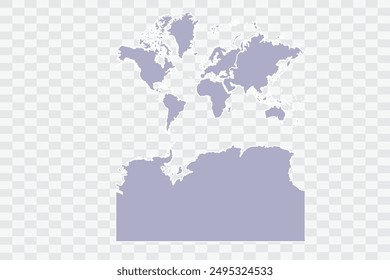 Continents With Antarctica Map silver Color on White Background quality files Png