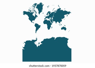 Continents With Antarctica map vector. blue color on white background.