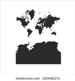 Continents With Antarctica map vector, dark color.isolated on transparent background. 