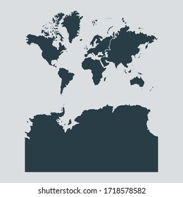 continents With Antarctica map vector, isolated on gray background