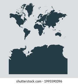 Continents With Antarctica map vector, isolated on gray background