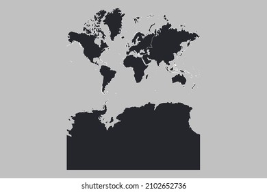 Continents With Antarctica map vector, isolated on gray background