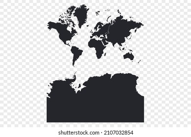 Continents With Antarctica map vector, isolated on transparent background