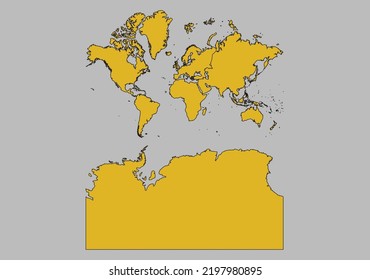 Kontinente mit antarktischer Karte, Vektorgrafik einzeln auf grauem Hintergrund