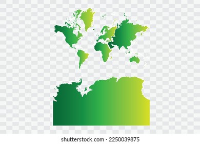 Continents With Antarctica Map yellowish green Color Background quality files png