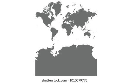 continents With Antartica map gray color