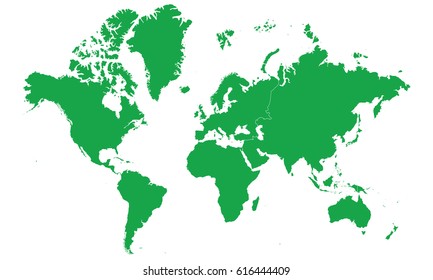 Continents map green color