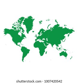 continents map isolated on transparent background.Transparent - high detailed Green map of continents . Vector illustration eps 10. 