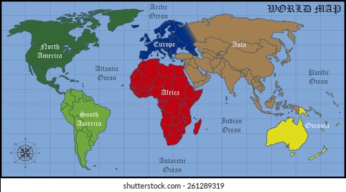 Continents and Oceans of the World