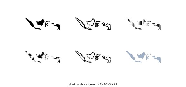 Continents planet icons set. Linear style