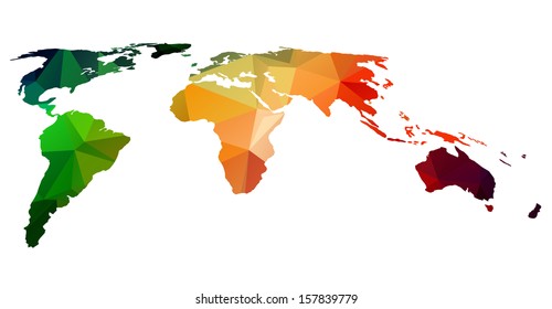 continents of polygons on a white background