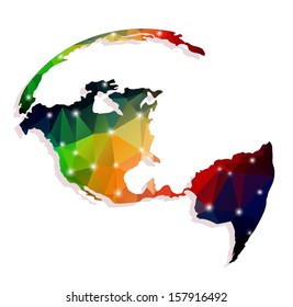 continents of polygons on a white background