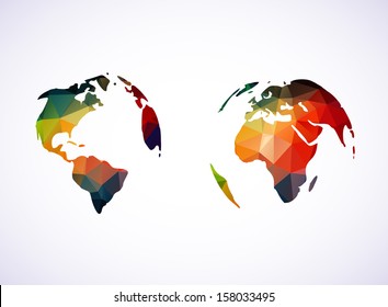 continents of polygons on a white background