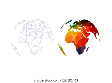 continents of polygons on a white background