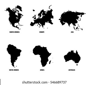 Continents vector map