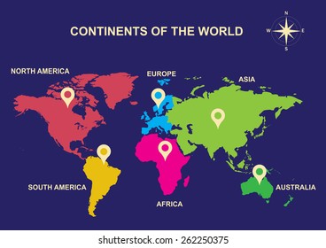 continents of the world, continents, Asia, Europe, Australia, South America, North America, Africa