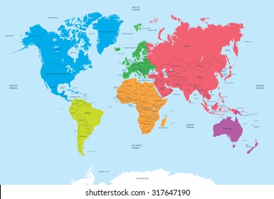 Continents of the World and political Map