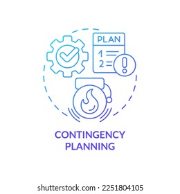 Das Symbol für das blaue Farbverlauf-Konzept der Notfallplanung. Nutzen für das Risikomanagement. Geschäftsstrategie Typ abstrakte Idee dünne Linie Illustration. Einzeln Umrisszeichnung. Myriad Pro-Fett-Schriftart verwendet