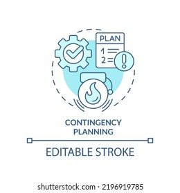 Contingency planning turquoise concept icon. Risk management. Business strategy type abstract idea thin line illustration. Isolated outline drawing. Editable stroke. Arial, Myriad Pro-Bold fonts used