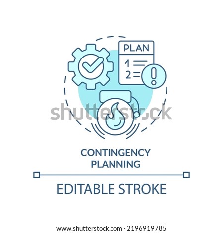 Contingency planning turquoise concept icon. Risk management. Business strategy type abstract idea thin line illustration. Isolated outline drawing. Editable stroke. Arial, Myriad Pro-Bold fonts used