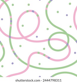 Continios line doodle seamless pattern. Creative abstract squiggle style drawing background for children or trendy design with basic shapes. Simple childish scribble wallpaper print