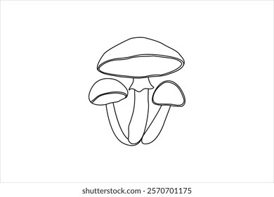 continious online drawing mushrooms single line art illustration