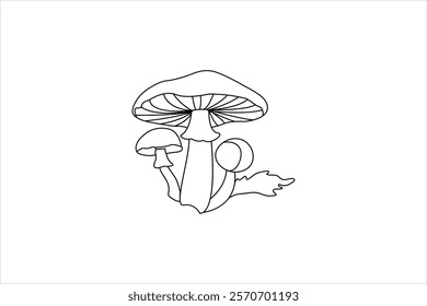 continious online drawing mushrooms single line art illustration