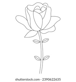 Hermosas flores rosadas de línea única dibujo arte vectorial