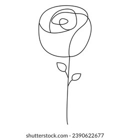 Hermosas flores rosadas de línea única dibujo arte vectorial